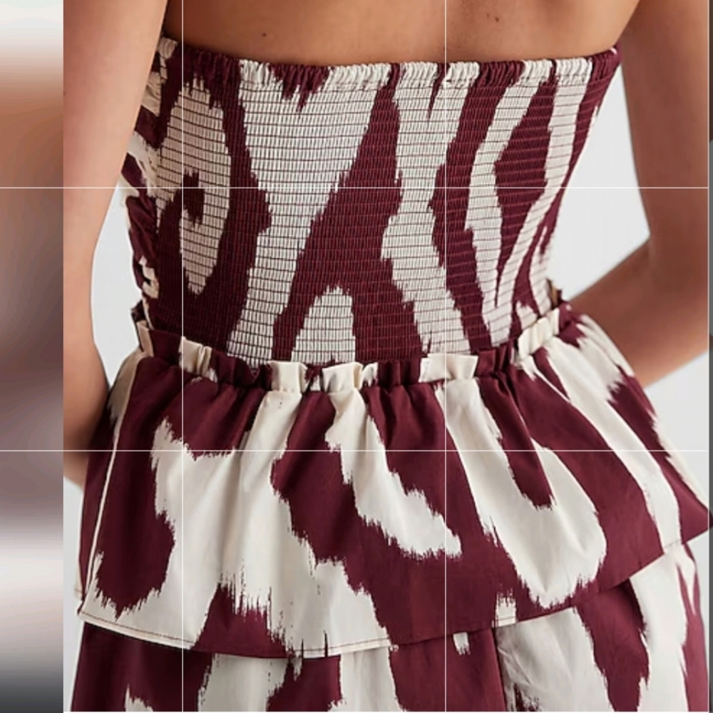 Express Burgundy and White Strapless Romper - Picture 2 of 5